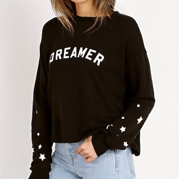 Spiritual Gangster Tops - XS Dreamer Crop Sweatshirt in Vintage Black
